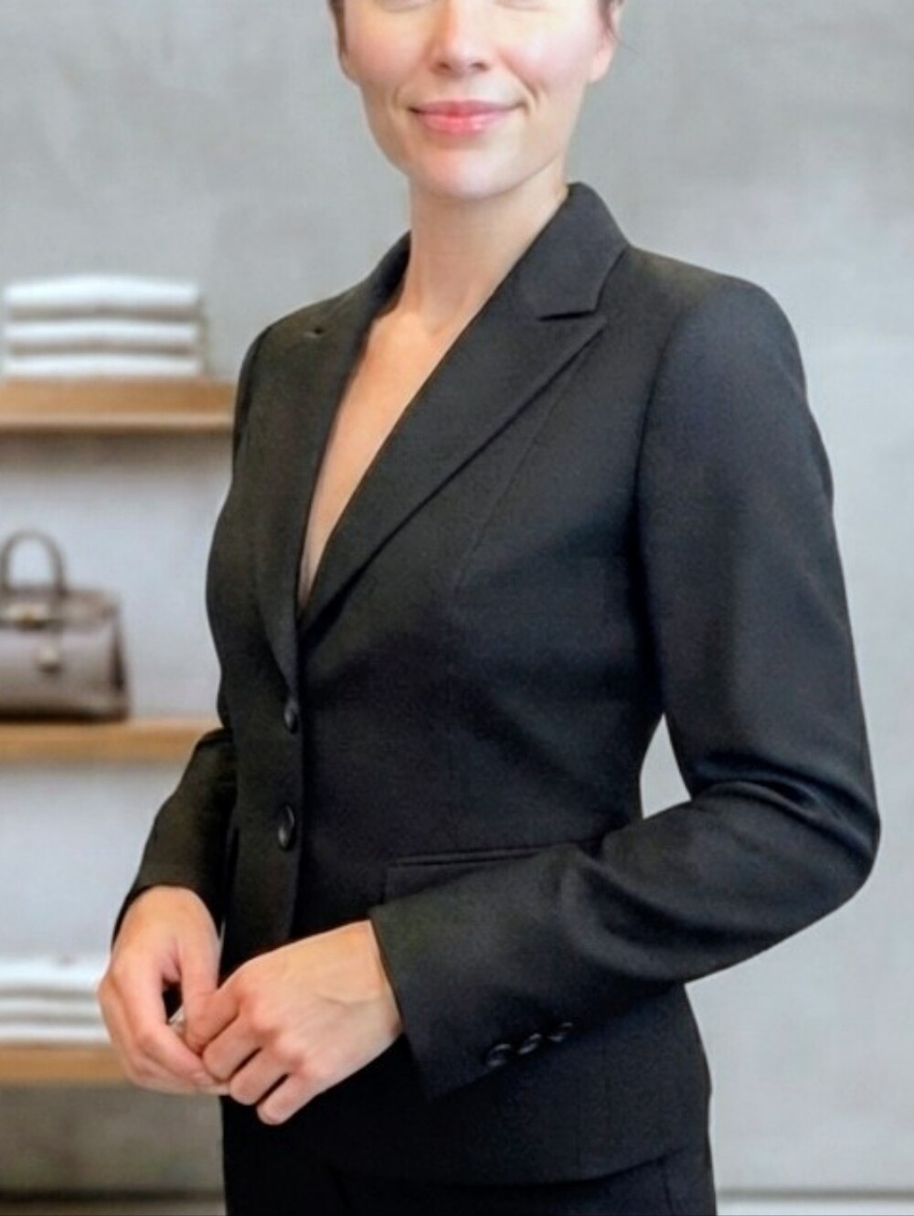 Suzy Shier Classic Black Blazer Medium 7/8